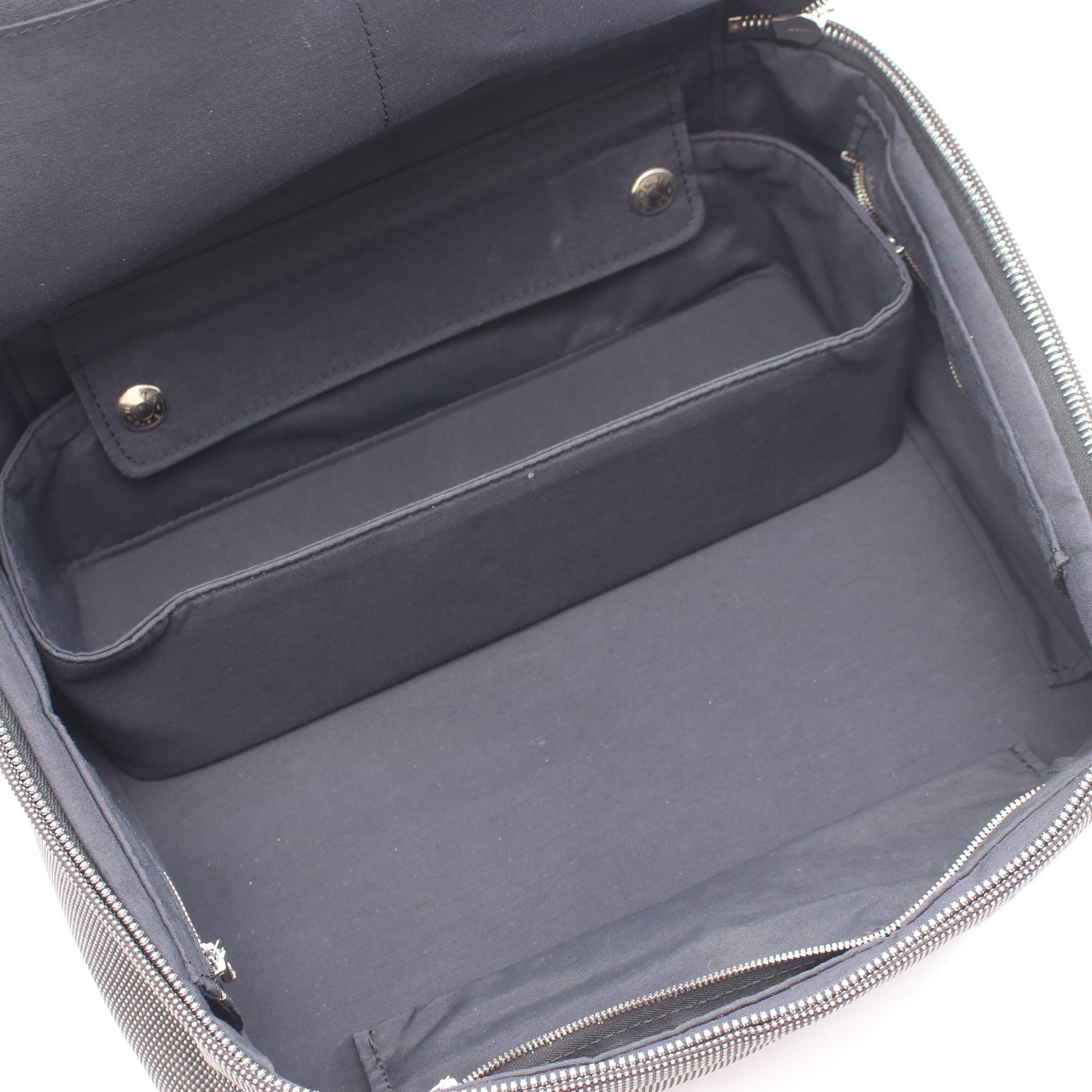 エールライン バニティバッグ ナイロンキャンバス ダークグレー シルバー金具 エルメス バッグ HERMES