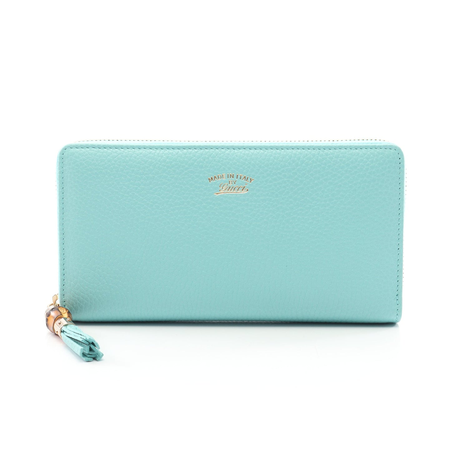 バンブー ラウンドファスナー長財布 レザー ターコイズブルー グッチ 財布・小物 GUCCI
