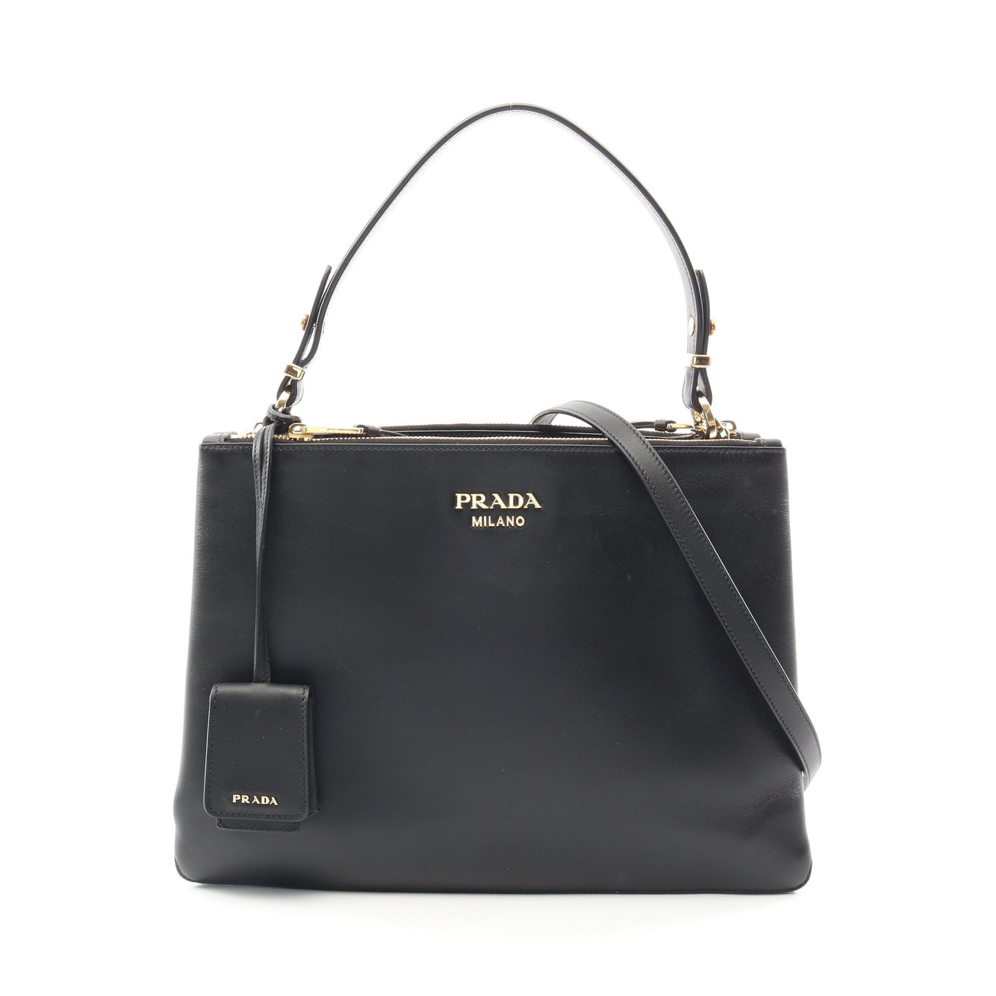 NEW CAL F2WAY ハンドバッグ トートバッグ レザー ブラック プラダ バッグ PRADA