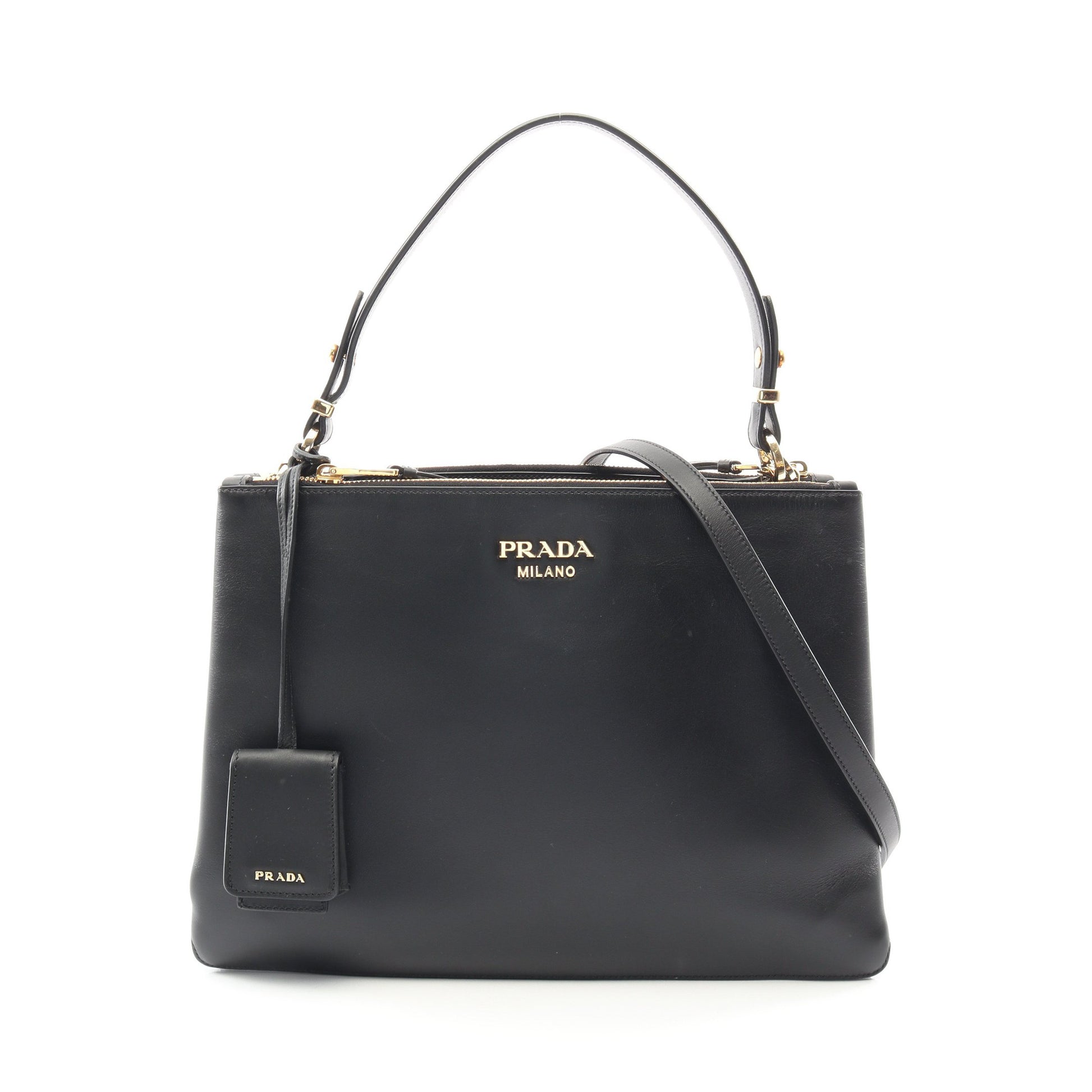 NEW CAL F2WAY ハンドバッグ トートバッグ レザー ブラック プラダ バッグ PRADA