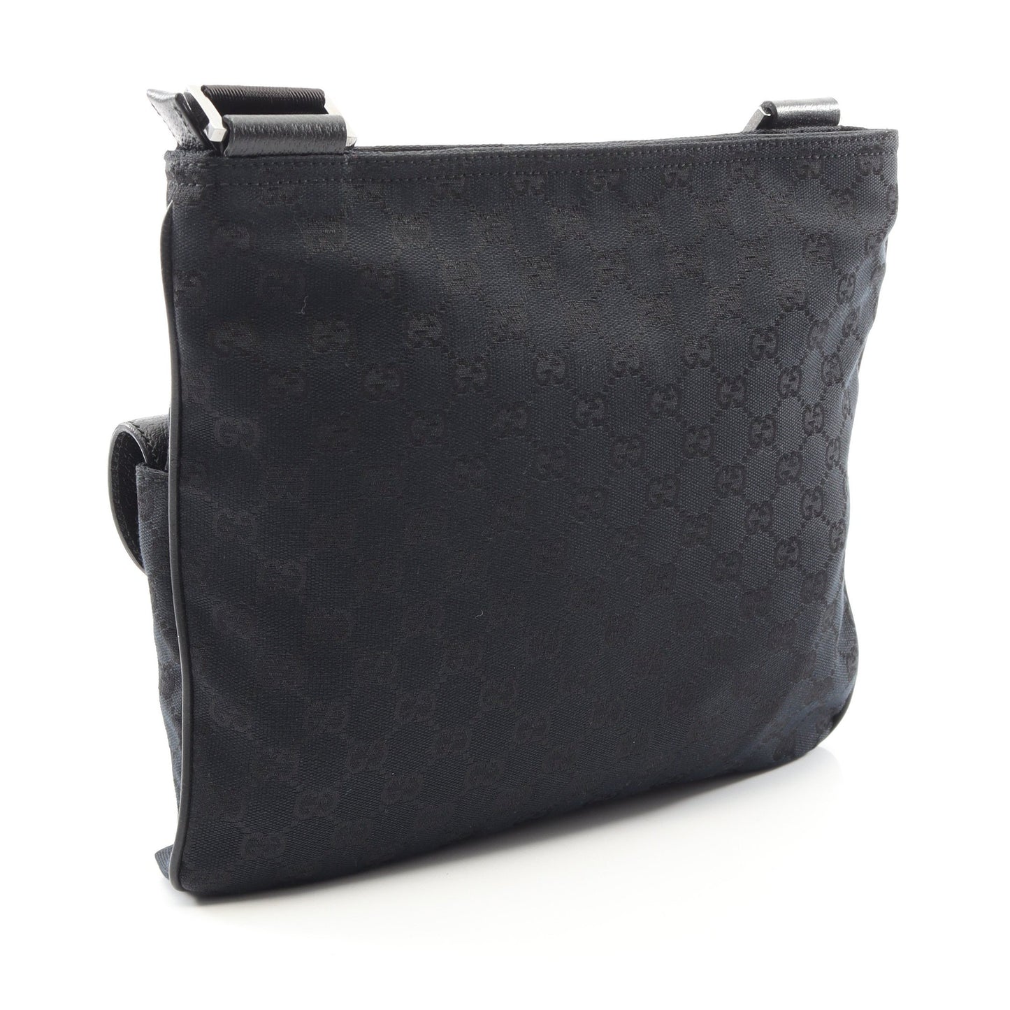 GGキャンバス ショルダーバッグ キャンバス レザー ブラック グッチ バッグ GUCCI