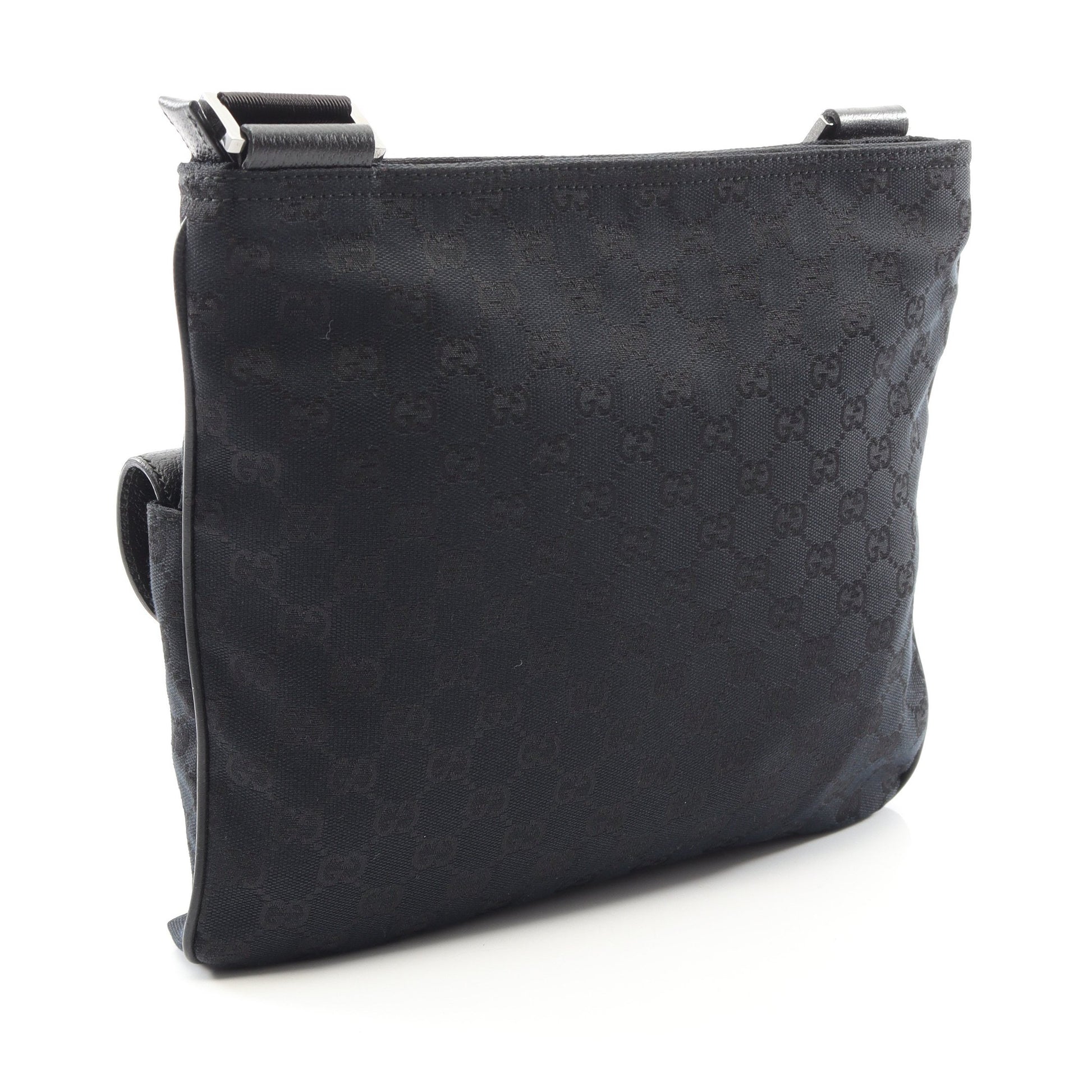 GGキャンバス ショルダーバッグ キャンバス レザー ブラック グッチ バッグ GUCCI