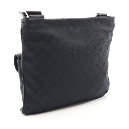 GGキャンバス ショルダーバッグ キャンバス レザー ブラック グッチ バッグ GUCCI