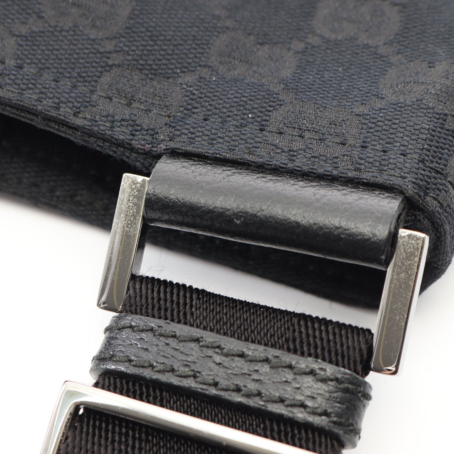 GGキャンバス ショルダーバッグ キャンバス レザー ブラック グッチ バッグ GUCCI