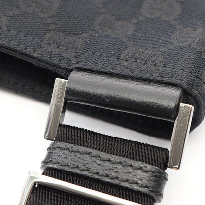 GGキャンバス ショルダーバッグ キャンバス レザー ブラック グッチ バッグ GUCCI