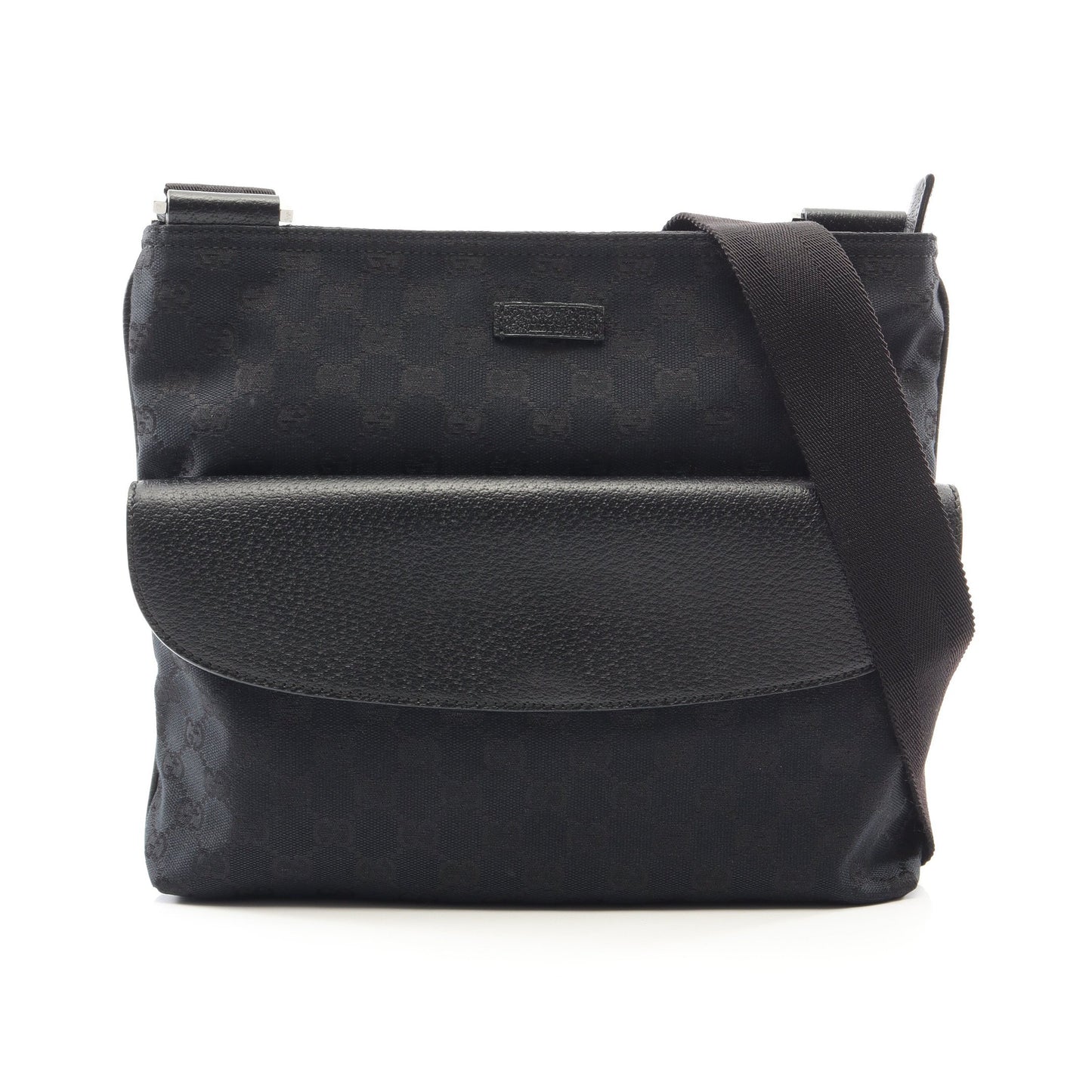 GGキャンバス ショルダーバッグ キャンバス レザー ブラック グッチ バッグ GUCCI