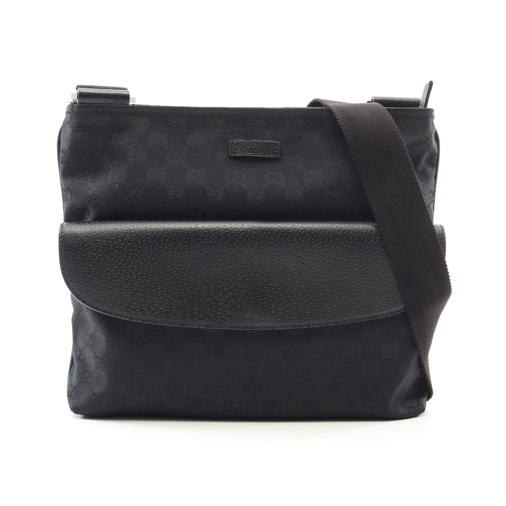 GGキャンバス ショルダーバッグ キャンバス レザー ブラック グッチ バッグ GUCCI