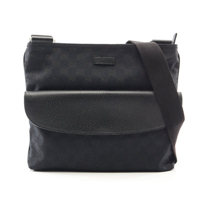 GGキャンバス ショルダーバッグ キャンバス レザー ブラック グッチ バッグ GUCCI