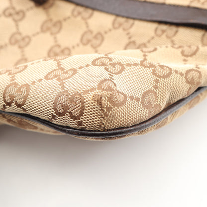 GGキャンバス シェリーライン ショルダーバッグ キャンバス レザー ベージュ ダークブラウン マルチカラー グッチ バッグ GUCCI