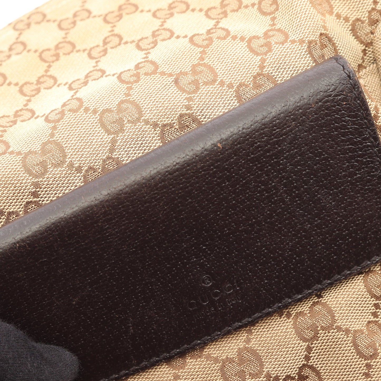 GGキャンバス シェリーライン ショルダーバッグ キャンバス レザー ベージュ ダークブラウン マルチカラー グッチ バッグ GUCCI