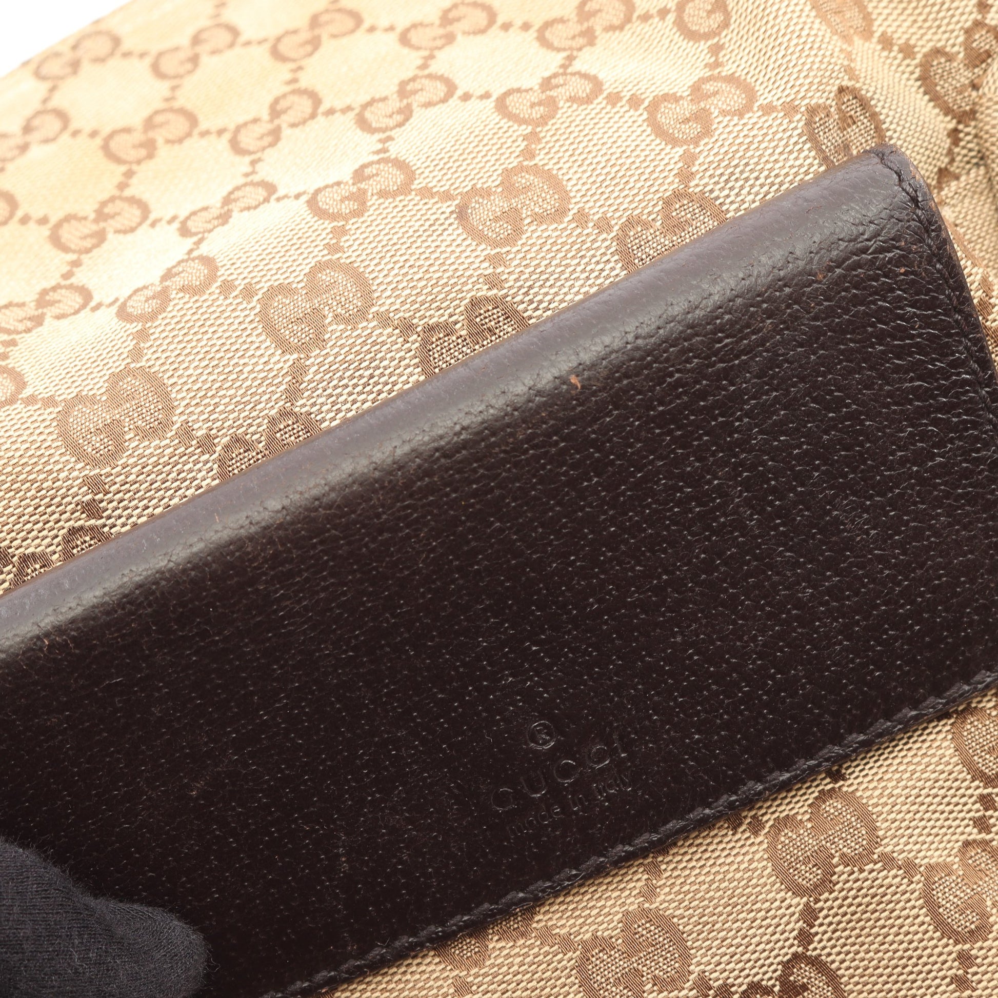 GGキャンバス シェリーライン ショルダーバッグ キャンバス レザー ベージュ ダークブラウン マルチカラー グッチ バッグ GUCCI