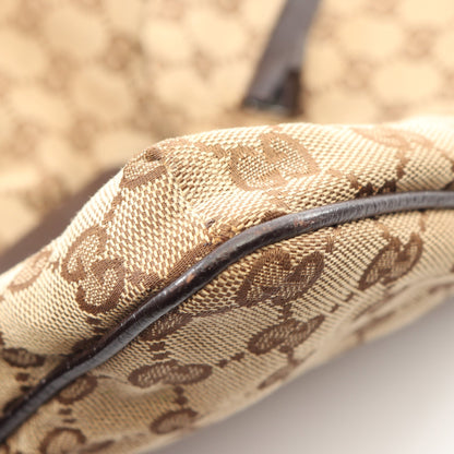 GGキャンバス シェリーライン ショルダーバッグ キャンバス レザー ベージュ ダークブラウン マルチカラー グッチ バッグ GUCCI