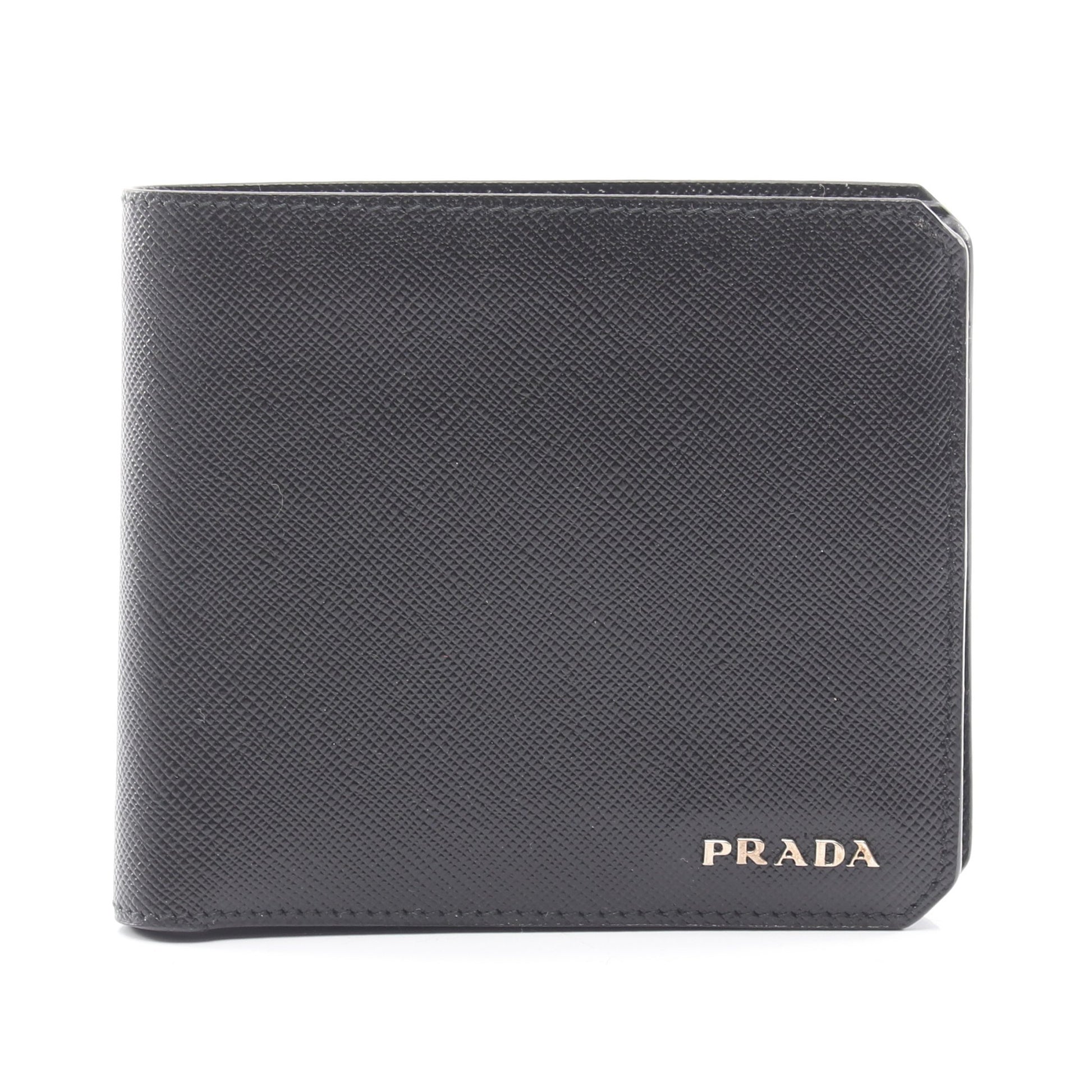 SAFFIANO CORNER 二つ折り財布 サフィアーノレザー ブラック プラダ 財布・小物 PRADA
