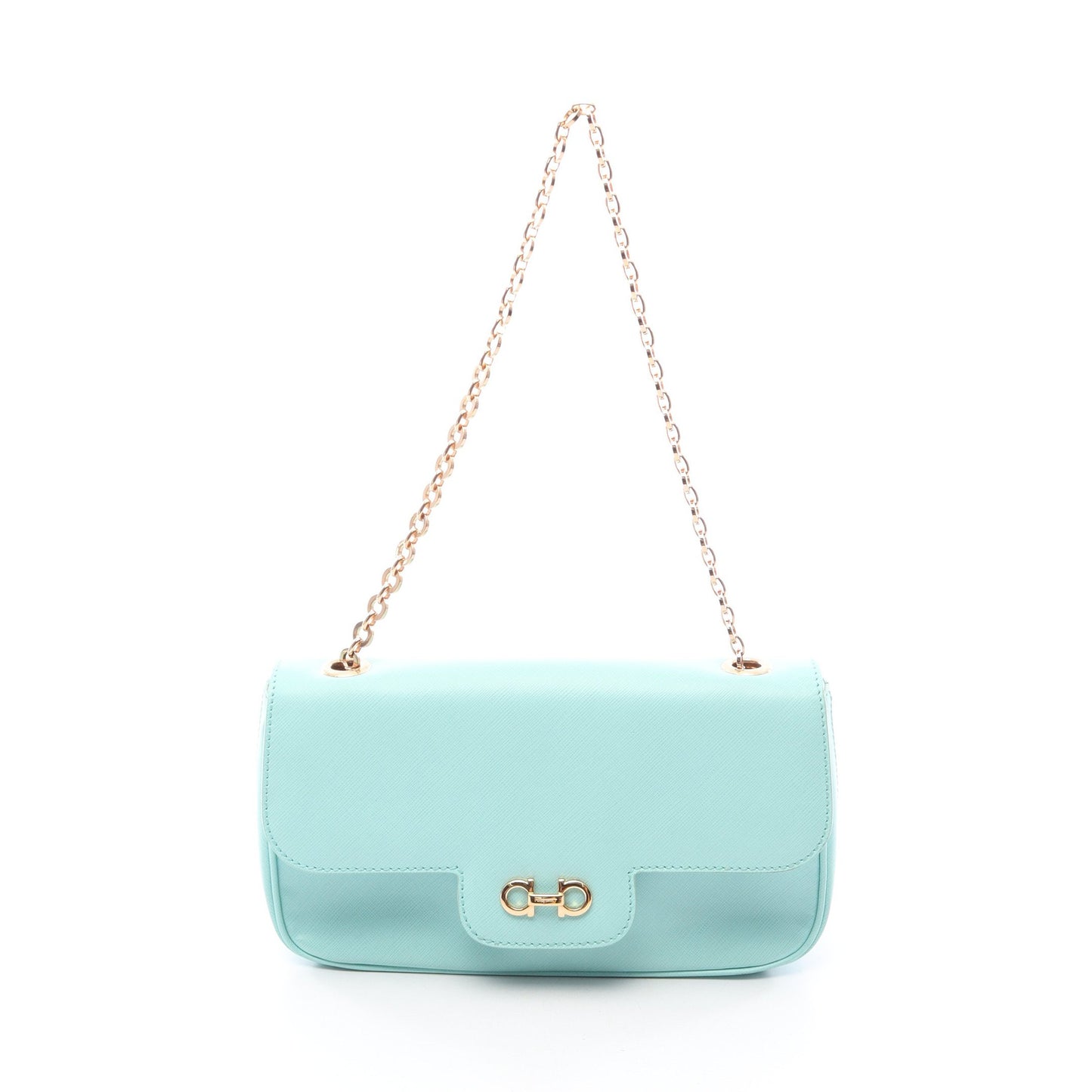 ガンチーニ チェーンハンドバッグ レザー ターコイズブルー サルヴァトーレフェラガモ バッグ Salvatore Ferragamo