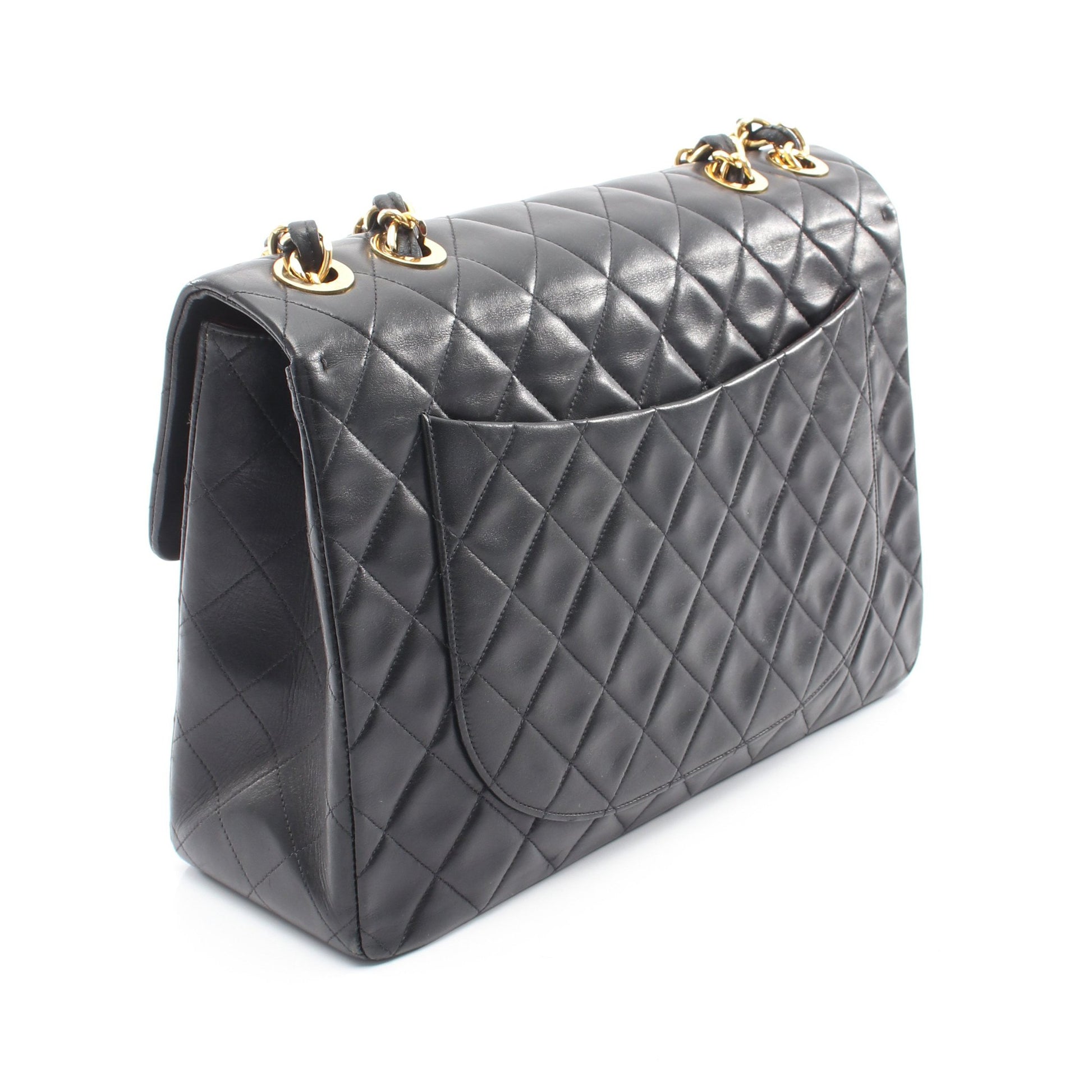 デカマトラッセ34 Wチェーンショルダーバッグ ラムスキン ブラック ゴールド金具 シャネル バッグ CHANEL