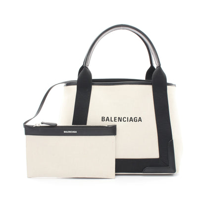 NAVY CABAS S ネイビーカバ ハンドバッグ トートバッグ キャンバス レザー オフホワイト ブラック バレンシアガ バッグ BALENCIAGA