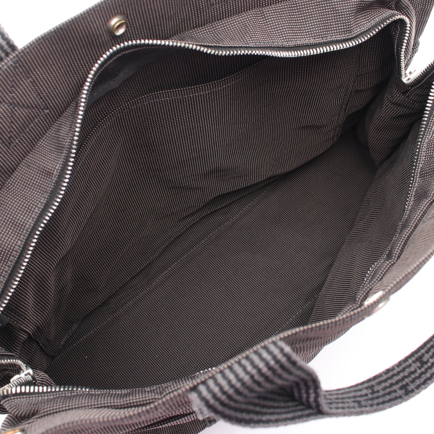 エールラインMM ハンドバッグ トートバッグ ナイロンキャンバス ダークグレー シルバー金具 エルメス バッグ HERMES