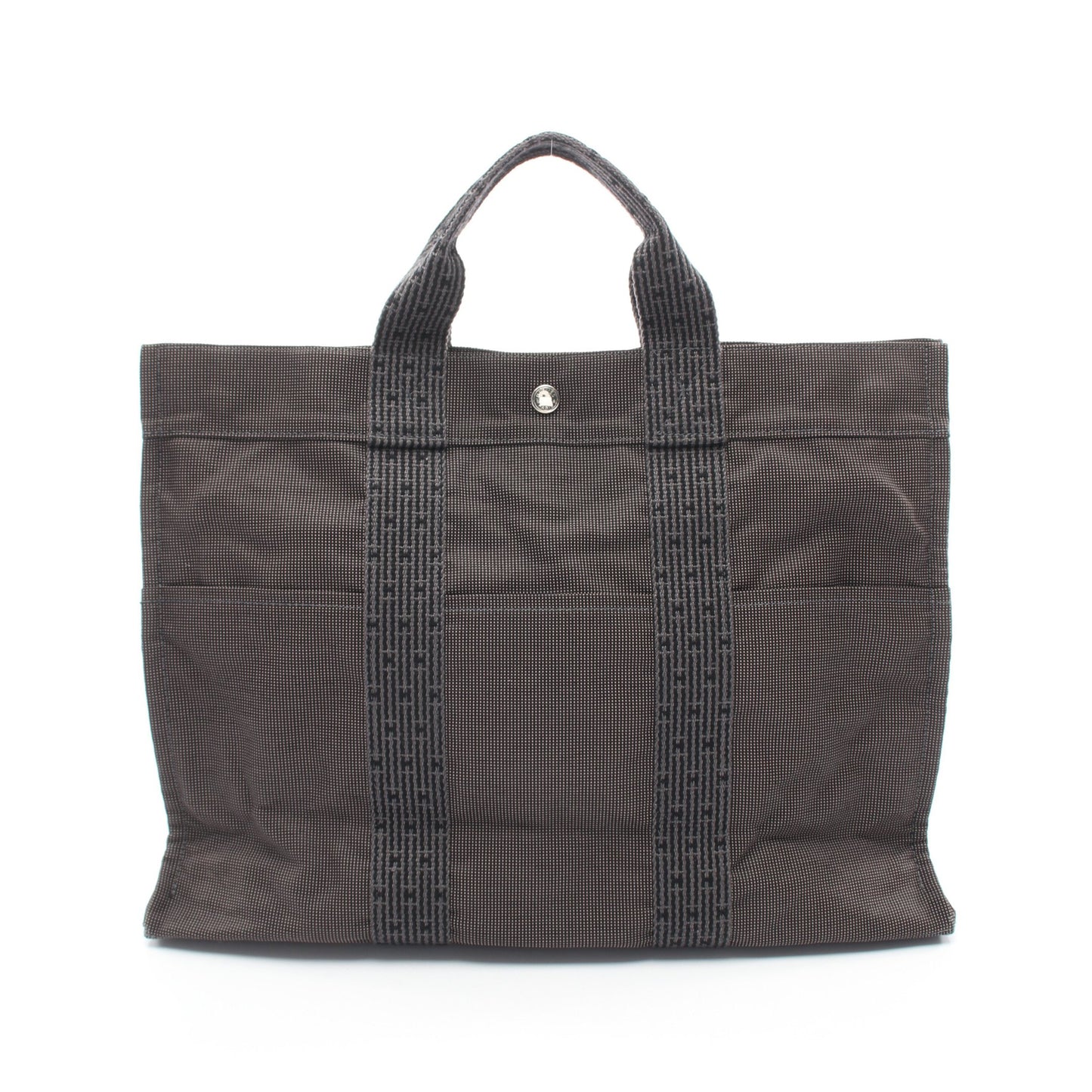 エールラインMM ハンドバッグ トートバッグ ナイロンキャンバス ダークグレー シルバー金具 エルメス バッグ HERMES