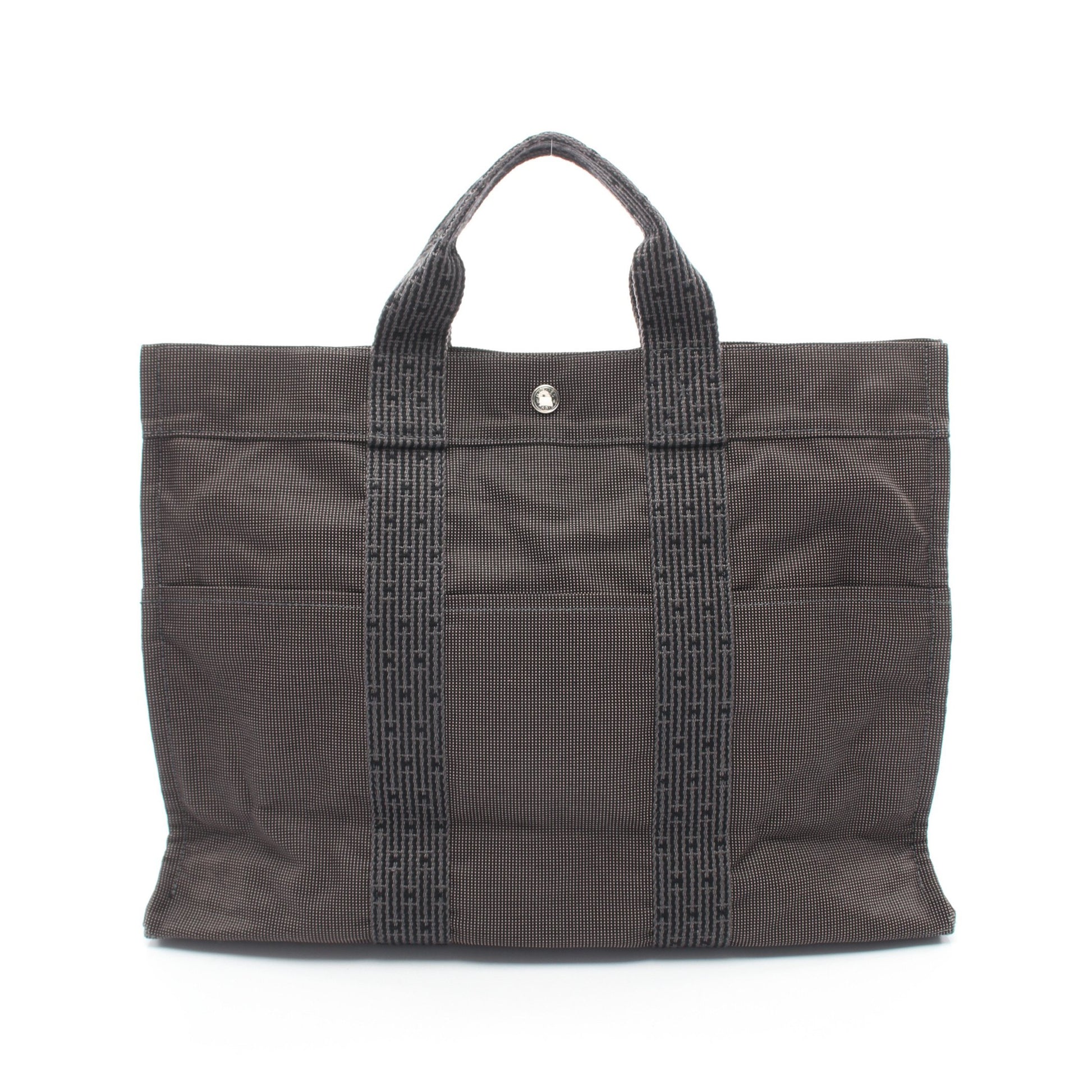 エールラインMM ハンドバッグ トートバッグ ナイロンキャンバス ダークグレー シルバー金具 エルメス バッグ HERMES