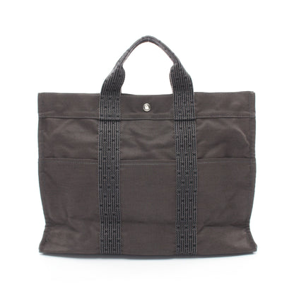 エールラインMM ハンドバッグ トートバッグ ナイロンキャンバス ダークグレー シルバー金具 エルメス バッグ HERMES