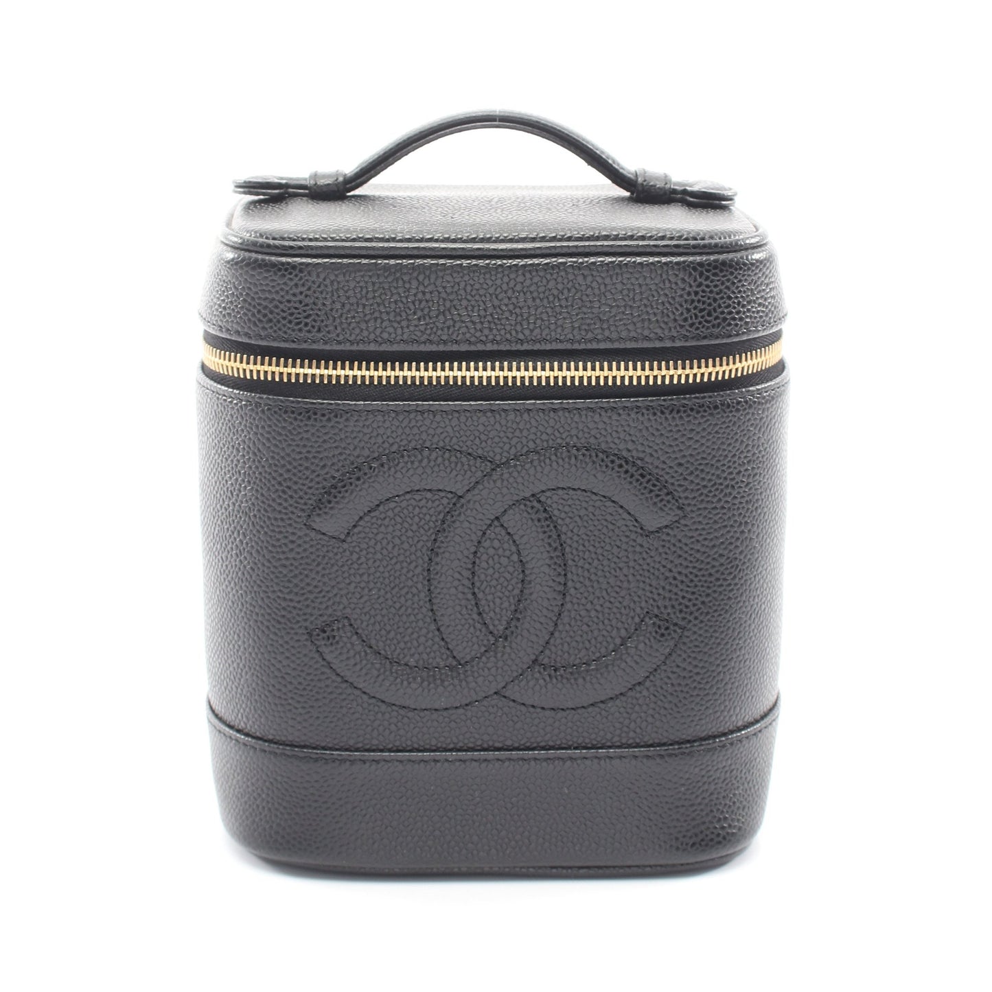 ココマーク ハンドバッグ バニティバッグ キャビアスキン ブラック ゴールド金具 シャネル バッグ CHANEL
