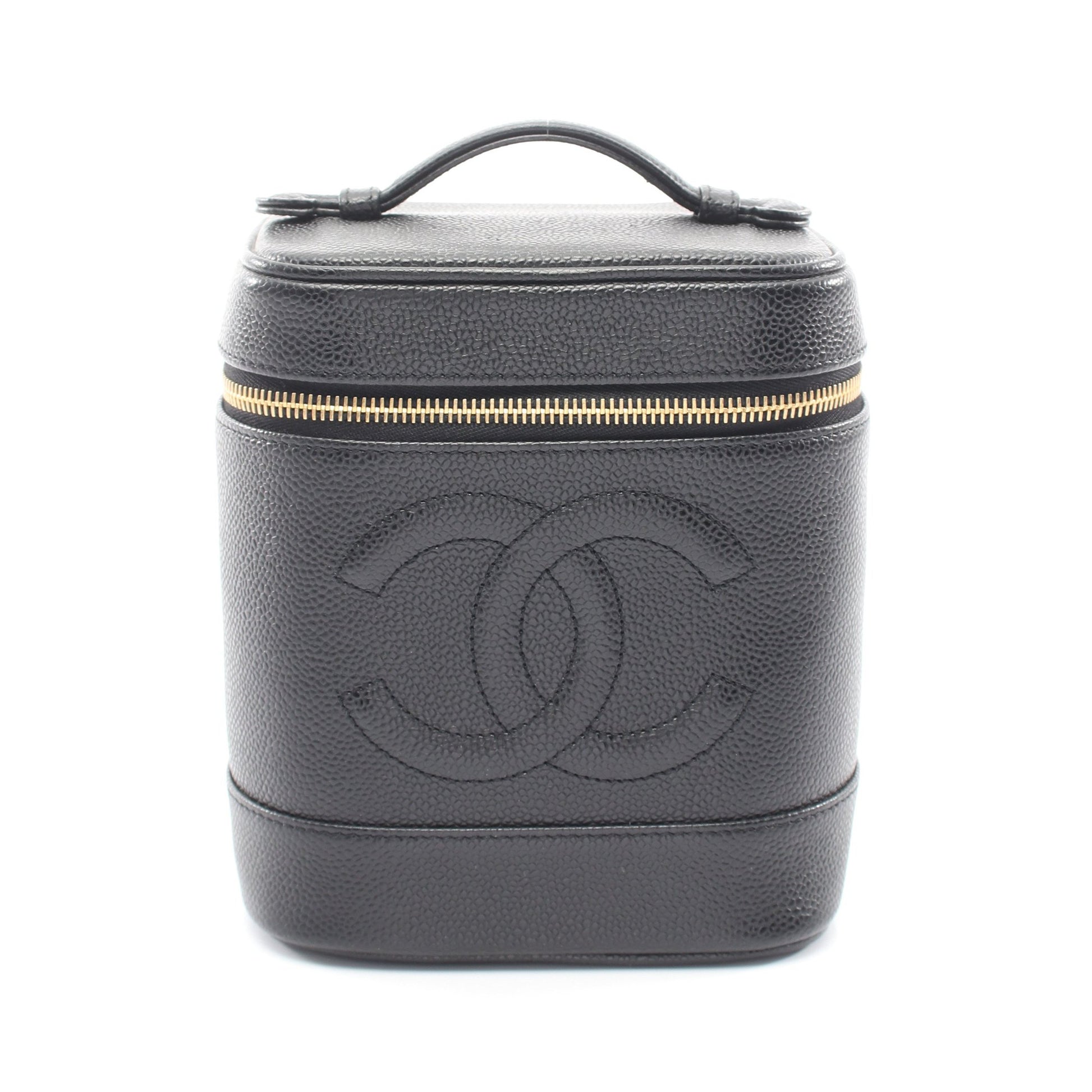 ココマーク ハンドバッグ バニティバッグ キャビアスキン ブラック ゴールド金具 シャネル バッグ CHANEL