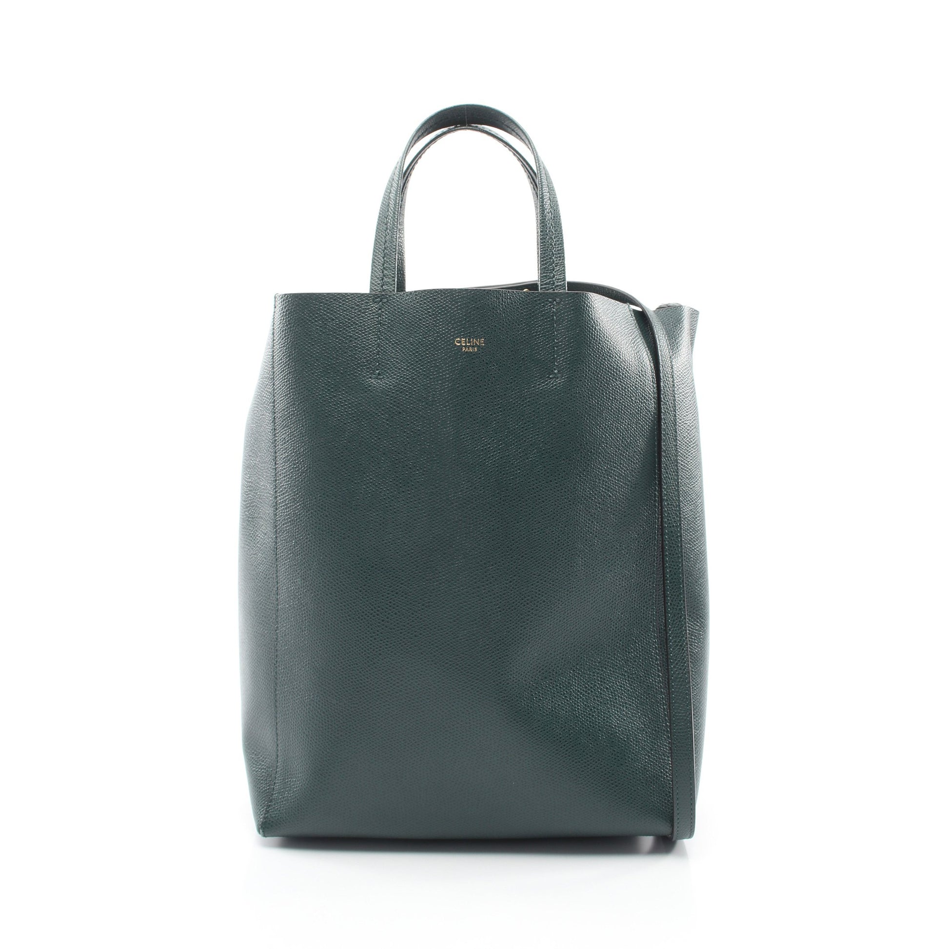 バーティカル スモール カバ 2WAY ハンドバッグ トートバッグ レザー グリーン セリーヌ バッグ CELINE