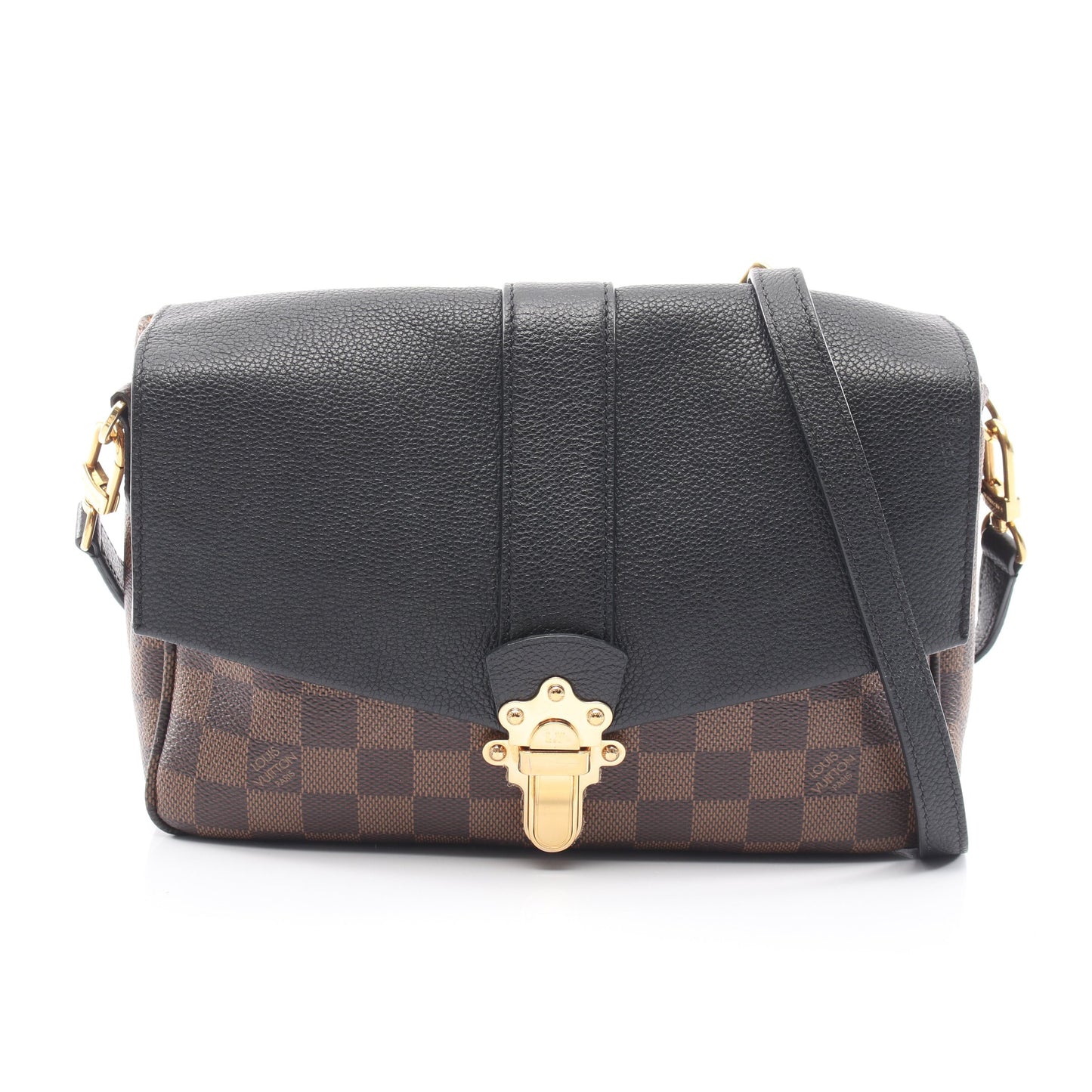 クラプトン ダミエエベヌ ノワール ショルダーバッグ PVC レザー ブラウン ブラック ルイヴィトン バッグ LOUIS VUITTON