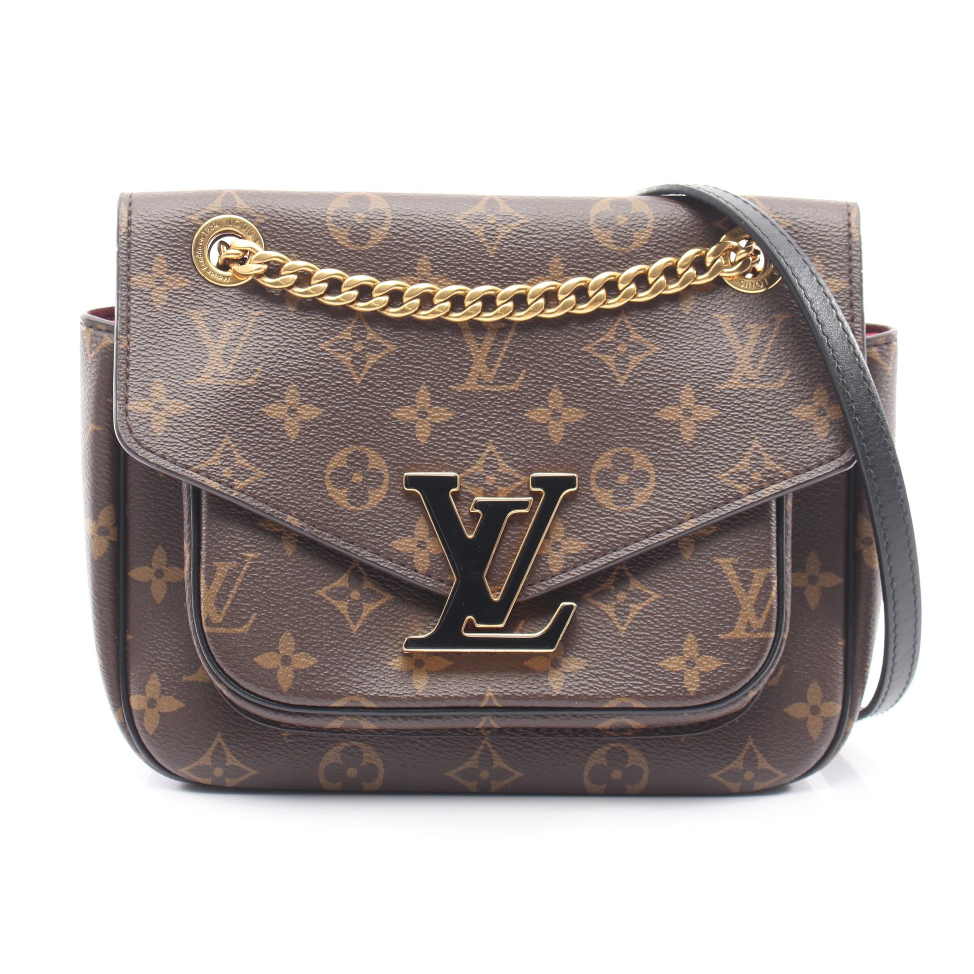 パッシー モノグラム チェーンショルダーバッグ PVC レザー ブラウン ブラック ルイヴィトン バッグ LOUIS VUITTON