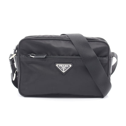 三角プレート ショルダーバッグ ナイロン レザー ブラック プラダ バッグ PRADA