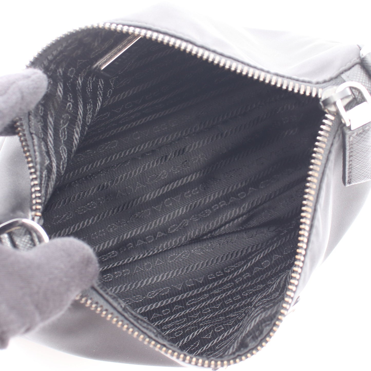 SAFFIANO TRAVEL ショルダーバッグ ナイロン サフィアーノレザー ブラック プラダ バッグ PRADA