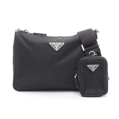 SAFFIANO TRAVEL ショルダーバッグ ナイロン サフィアーノレザー ブラック プラダ バッグ PRADA