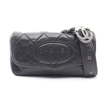マトラッセ ココマーク ロゴエンボス ショルダーバッグ エイジドカーフスキン ブラック シルバー金具 シャネル バッグ CHANEL