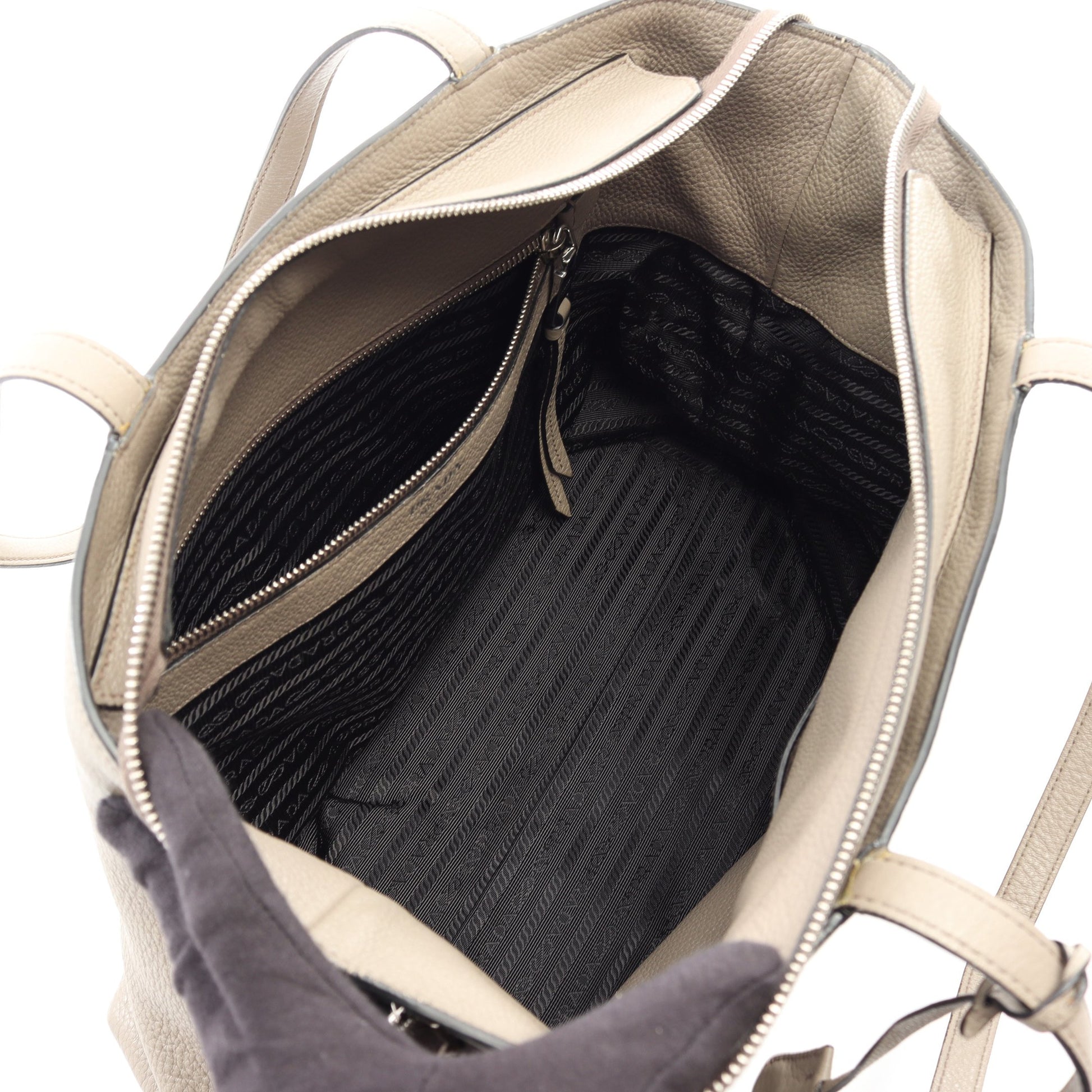 VITELLO PHENIX ショルダーバッグ トートバッグ レザー グレーベージュ プラダ バッグ PRADA