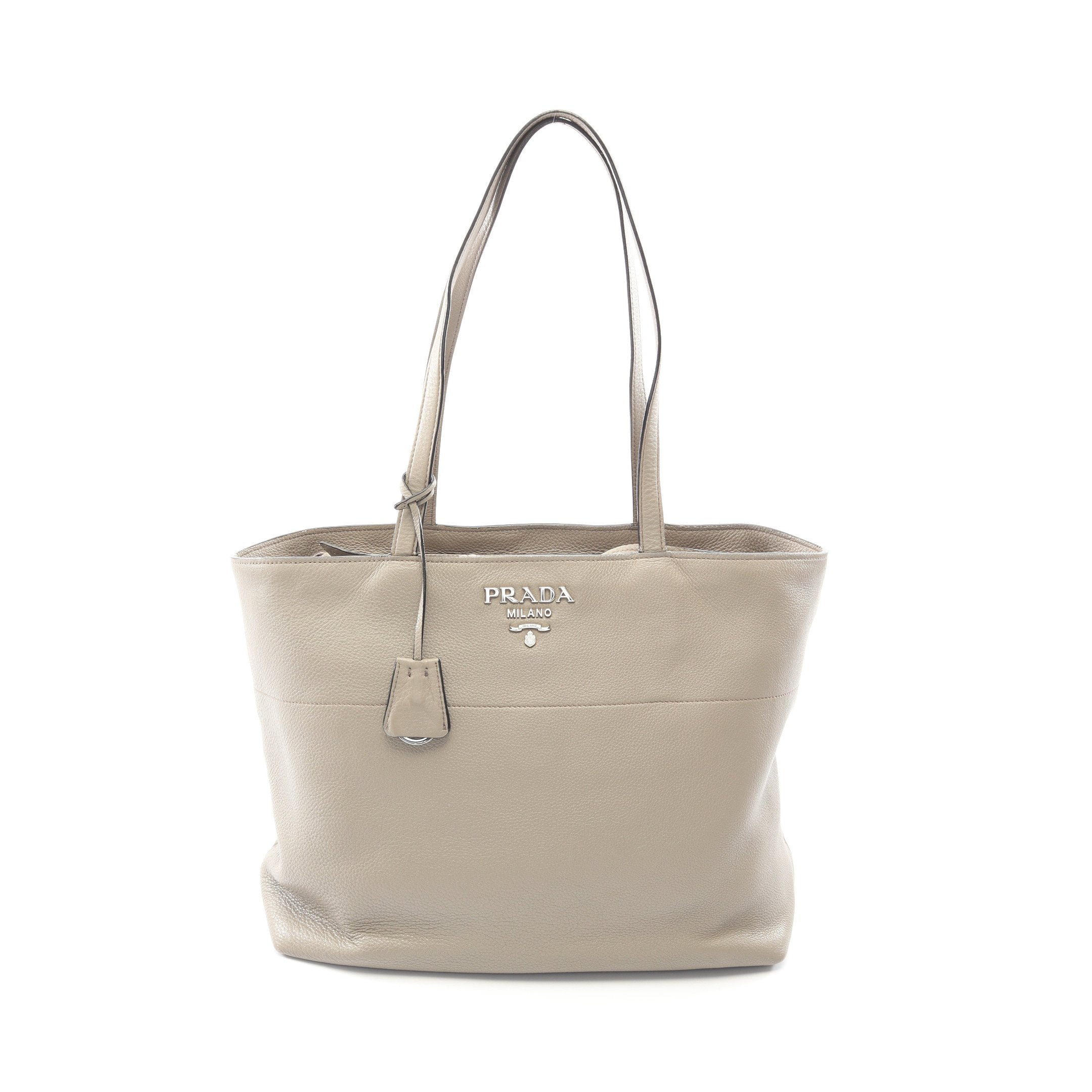 レディース PRADA プラダ カナパ ハンドバッグ キャンバス 三角ロゴ グレー
