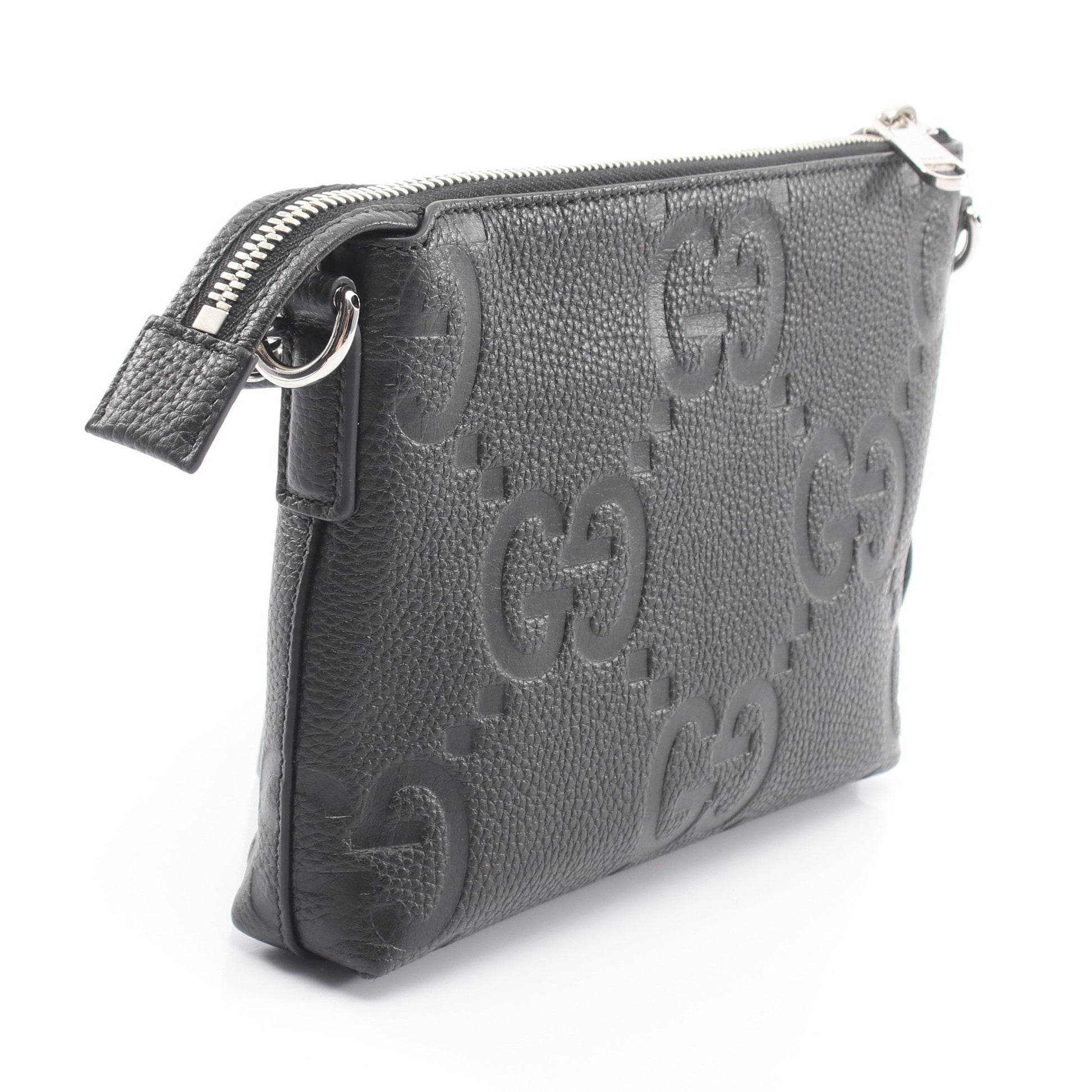 ジャンボGG スモール メッセンジャーバッグ ショルダーバッグ レザー ブラック グッチ バッグ GUCCI