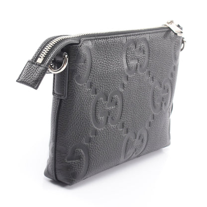 ジャンボGG スモール メッセンジャーバッグ ショルダーバッグ レザー ブラック グッチ バッグ GUCCI