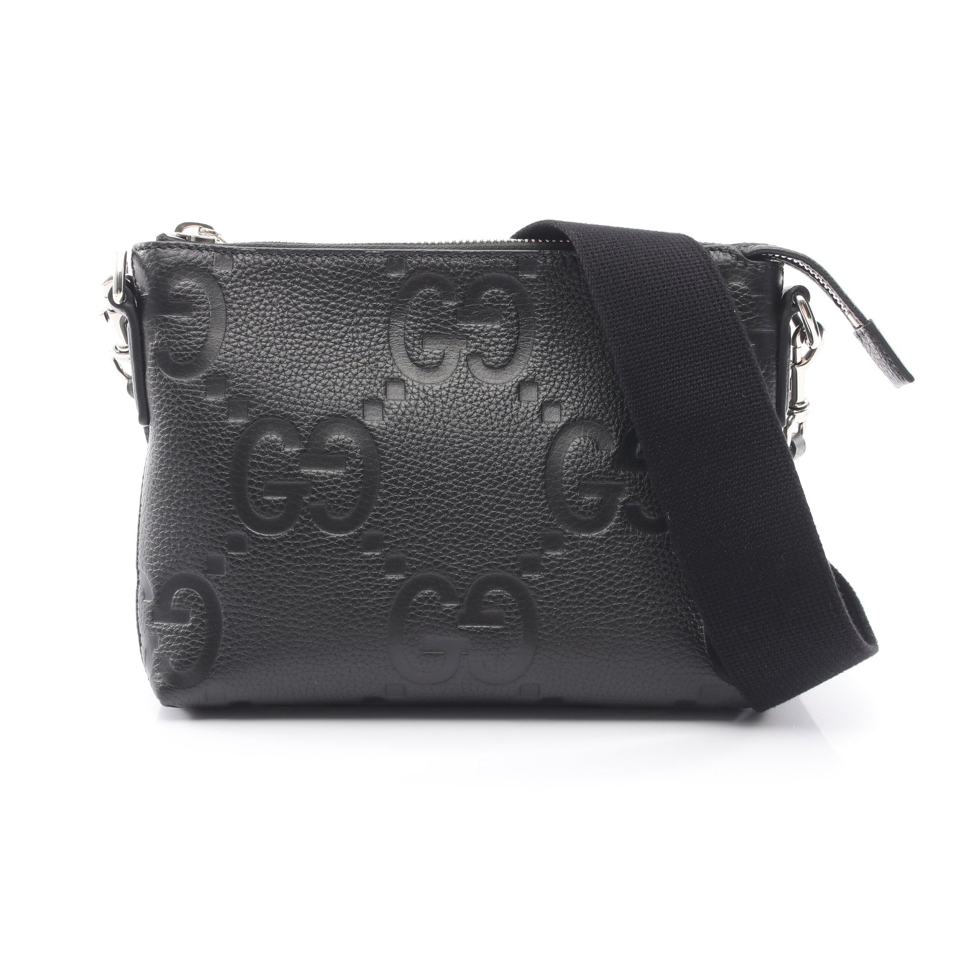 ジャンボGG スモール メッセンジャーバッグ ショルダーバッグ レザー ブラック グッチ バッグ GUCCI