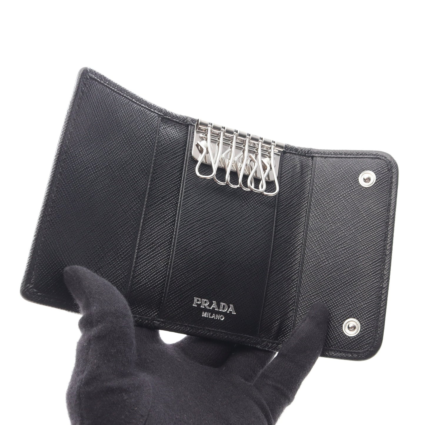 UZO TESSUTO 6連 キーケース ナイロン サフィアーノレザー ブラック プラダ 財布・小物 PRADA