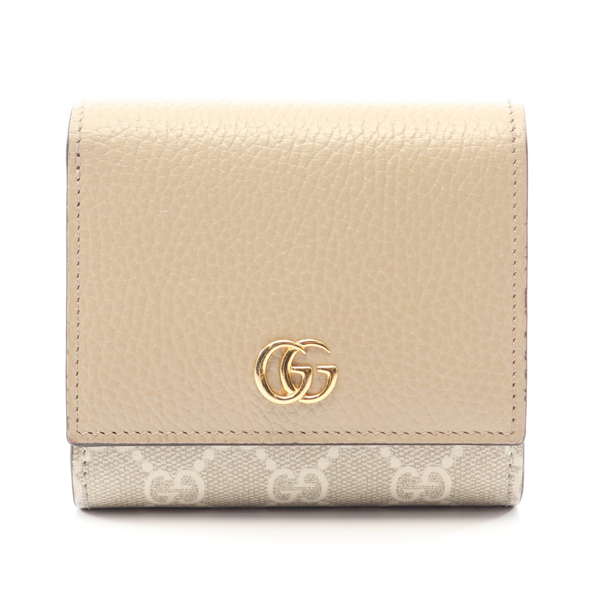 GGマーモント 二つ折り財布 モヘヤ レザー ベージュ グッチ 財布・小物 GUCCI