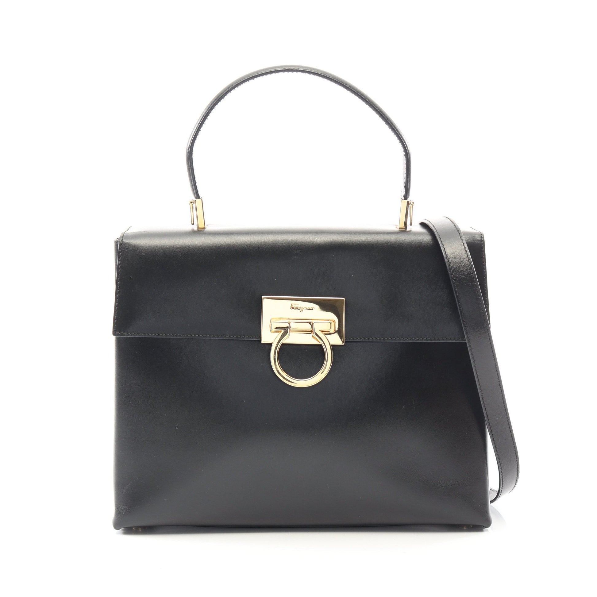 ガンチーニ 2WAY ハンドバッグ レザー ブラック サルヴァトーレフェラガモ バッグ Salvatore Ferragamo