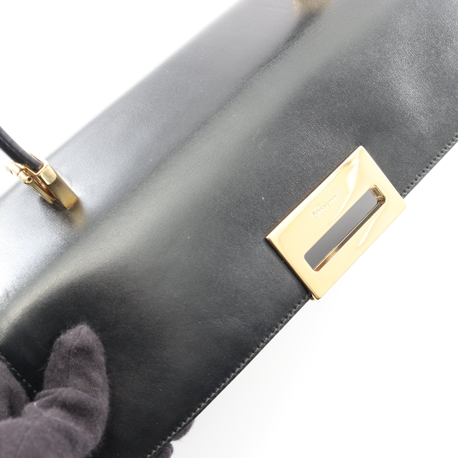 ガンチーニ 2WAY ハンドバッグ レザー ブラック サルヴァトーレフェラガモ バッグ Salvatore Ferragamo