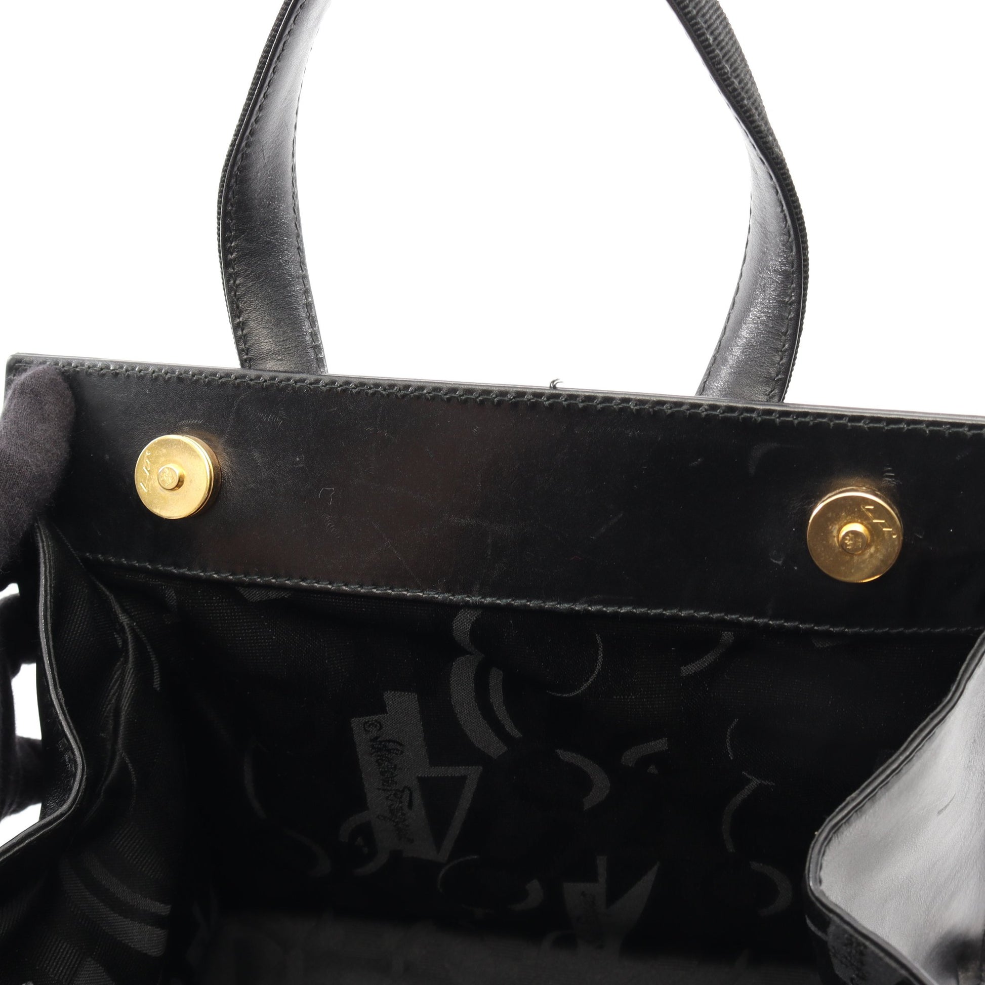 ヴァラリボン 2WAY ハンドバッグ レザー ブラック サルヴァトーレフェラガモ バッグ Salvatore Ferragamo