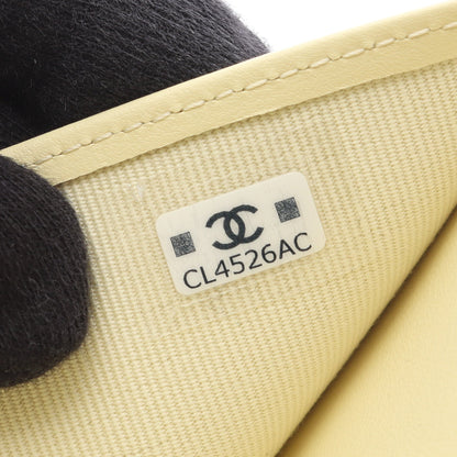 クラシック スモール フラップ ウォレット 三つ折り財布 キャビアスキン ライトイエロー ゴールド金具 シャネル 財布・小物 CHANEL
