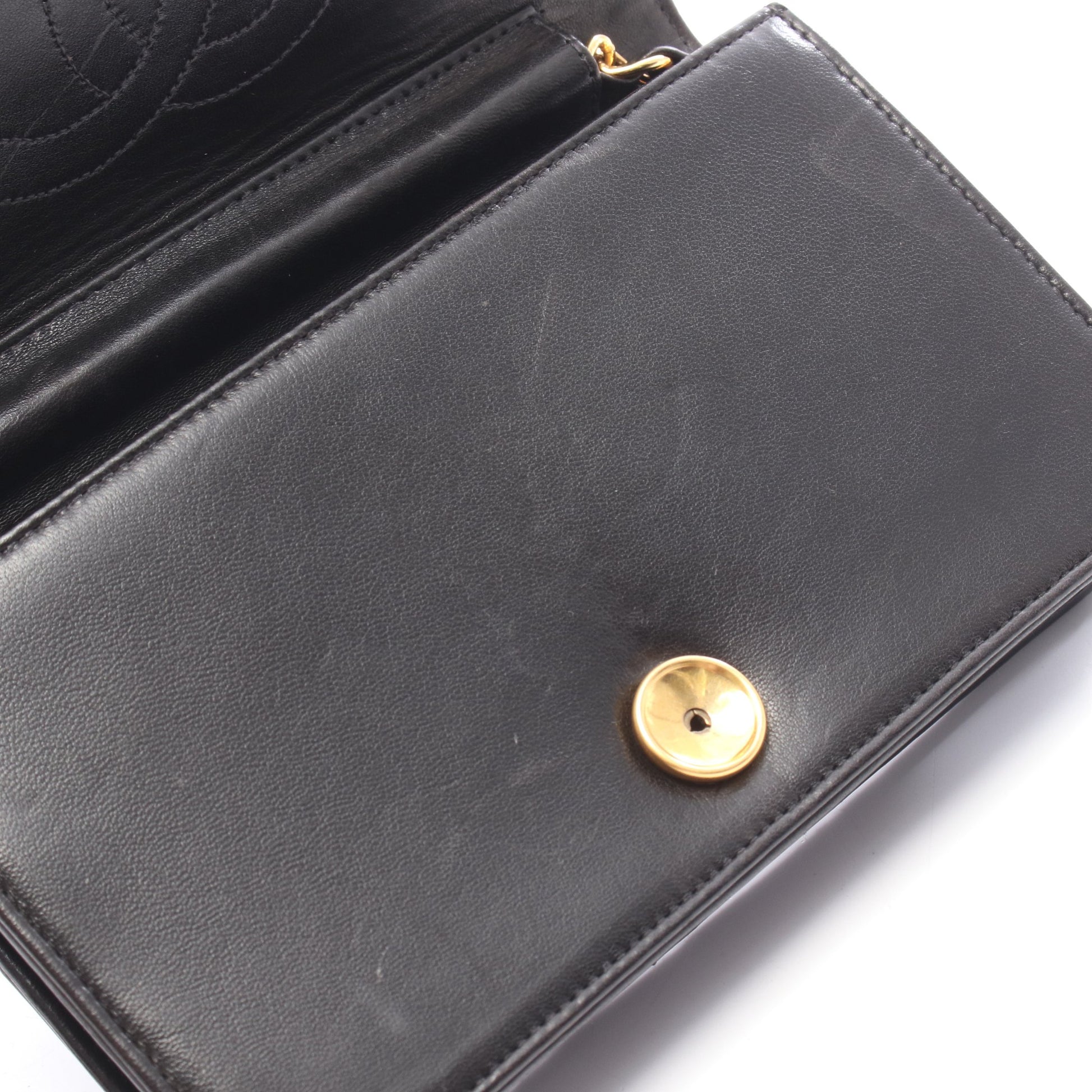 ミニマトラッセ フルフラップ チェーンショルダーバッグ ラムスキン ブラック ゴールド金具 シャネル バッグ CHANEL