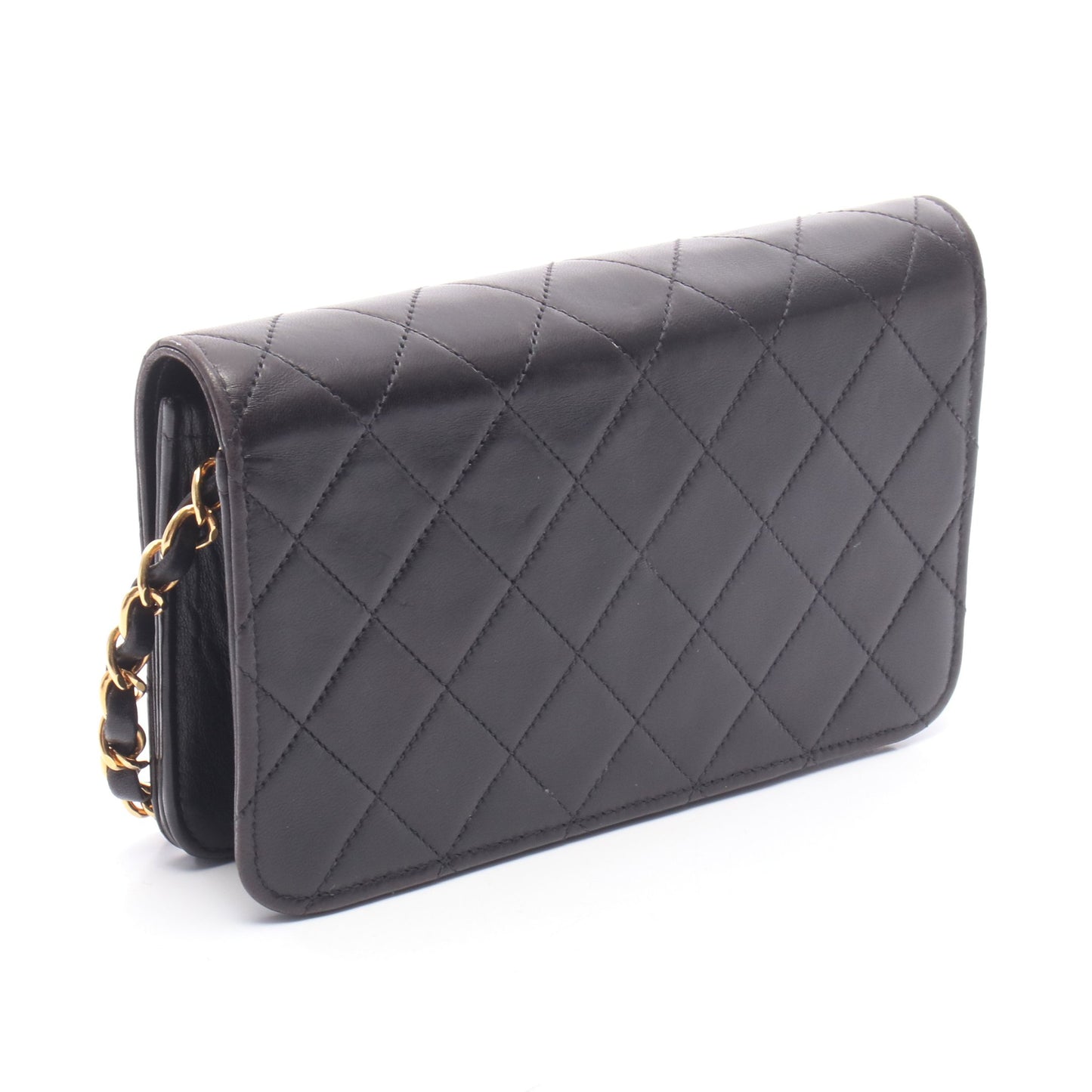 ミニマトラッセ フルフラップ チェーンショルダーバッグ ラムスキン ブラック ゴールド金具 シャネル バッグ CHANEL