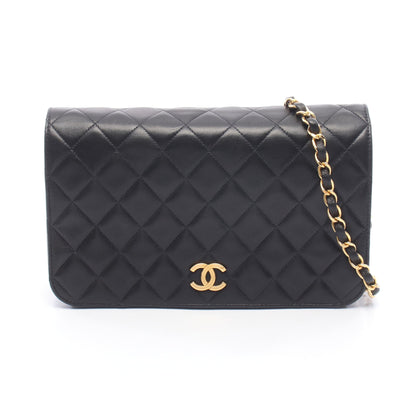 マトラッセ フルフラップ チェーンショルダーバッグ ラムスキン ブラック ゴールド金具 シャネル バッグ CHANEL