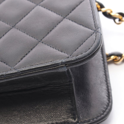 マトラッセ フルフラップ チェーンショルダーバッグ ラムスキン ブラック ゴールド金具 シャネル バッグ CHANEL