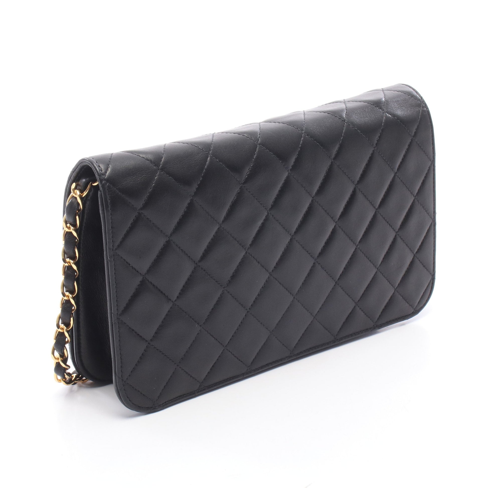 マトラッセ フルフラップ チェーンショルダーバッグ ラムスキン ブラック ゴールド金具 シャネル バッグ CHANEL