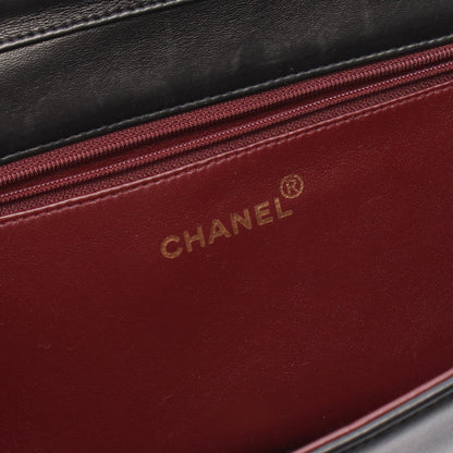マトラッセ フルフラップ チェーンショルダーバッグ ラムスキン ブラック ゴールド金具 シャネル バッグ CHANEL